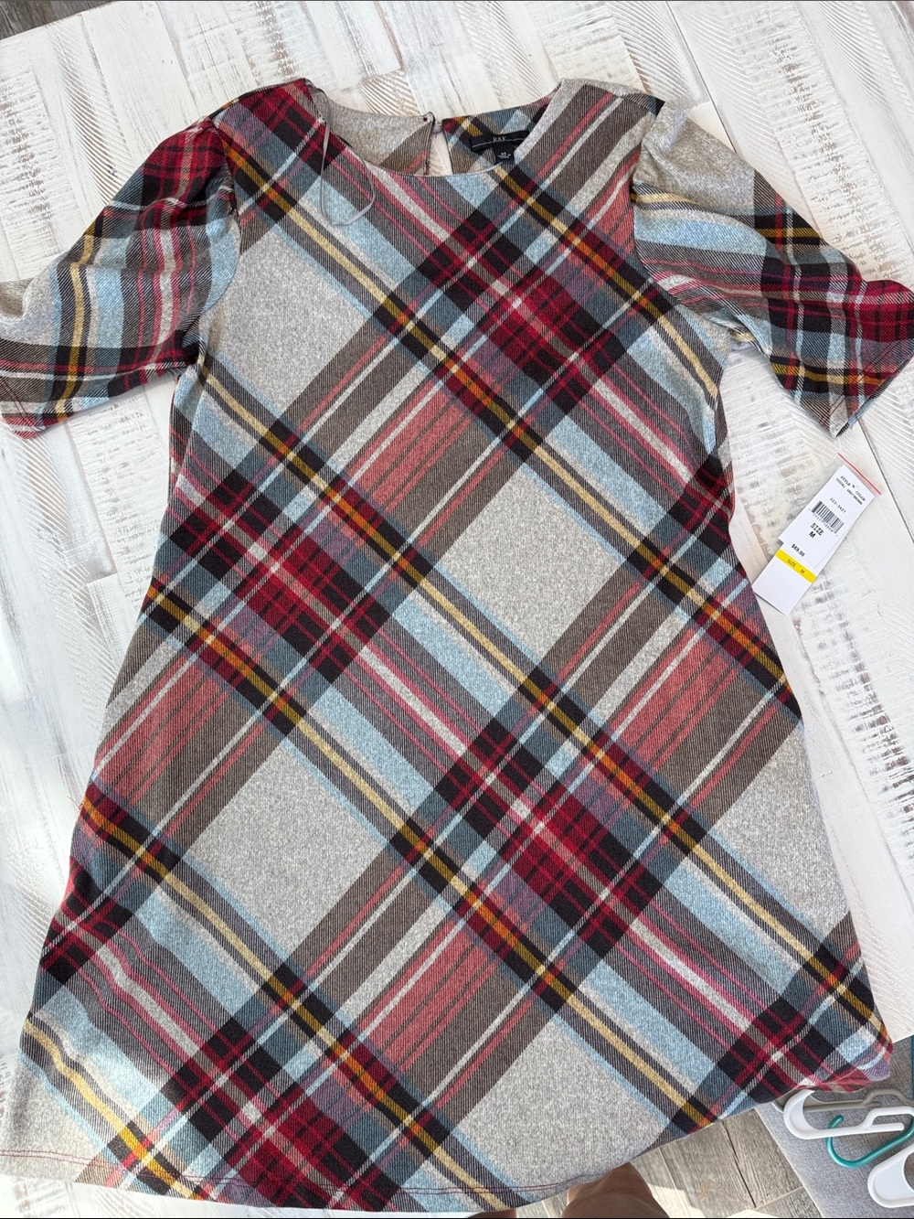 Women’s Plaid A-Line Dress in Red and Gray